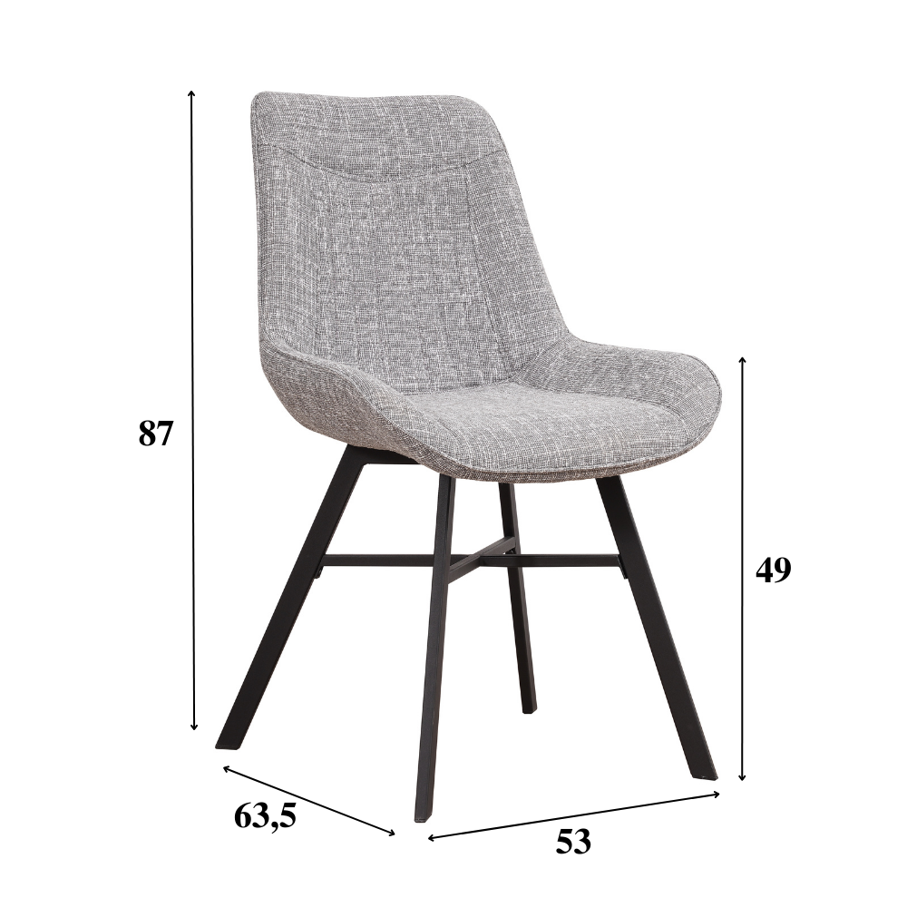 Sedia per sala da pranzo Jada Dimehouse Tessuto Grigio LxPxH 79x57x53 Tessuto Bianco Indicazione dimensione foto
