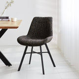Sedia per sala da pranzo Jada Chenille Dimehouse Nero LxPxH 79x57x53 Tessuto Foto atmosferica vista frontale diagonale