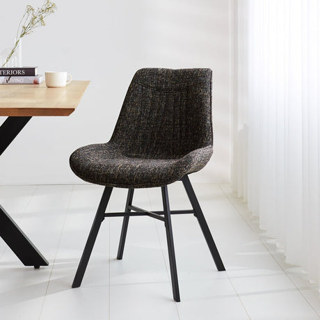 Sedia per sala da pranzo Jada Chenille Dimehouse Nero LxPxH 79x57x53 Tessuto Foto atmosferica vista frontale diagonale