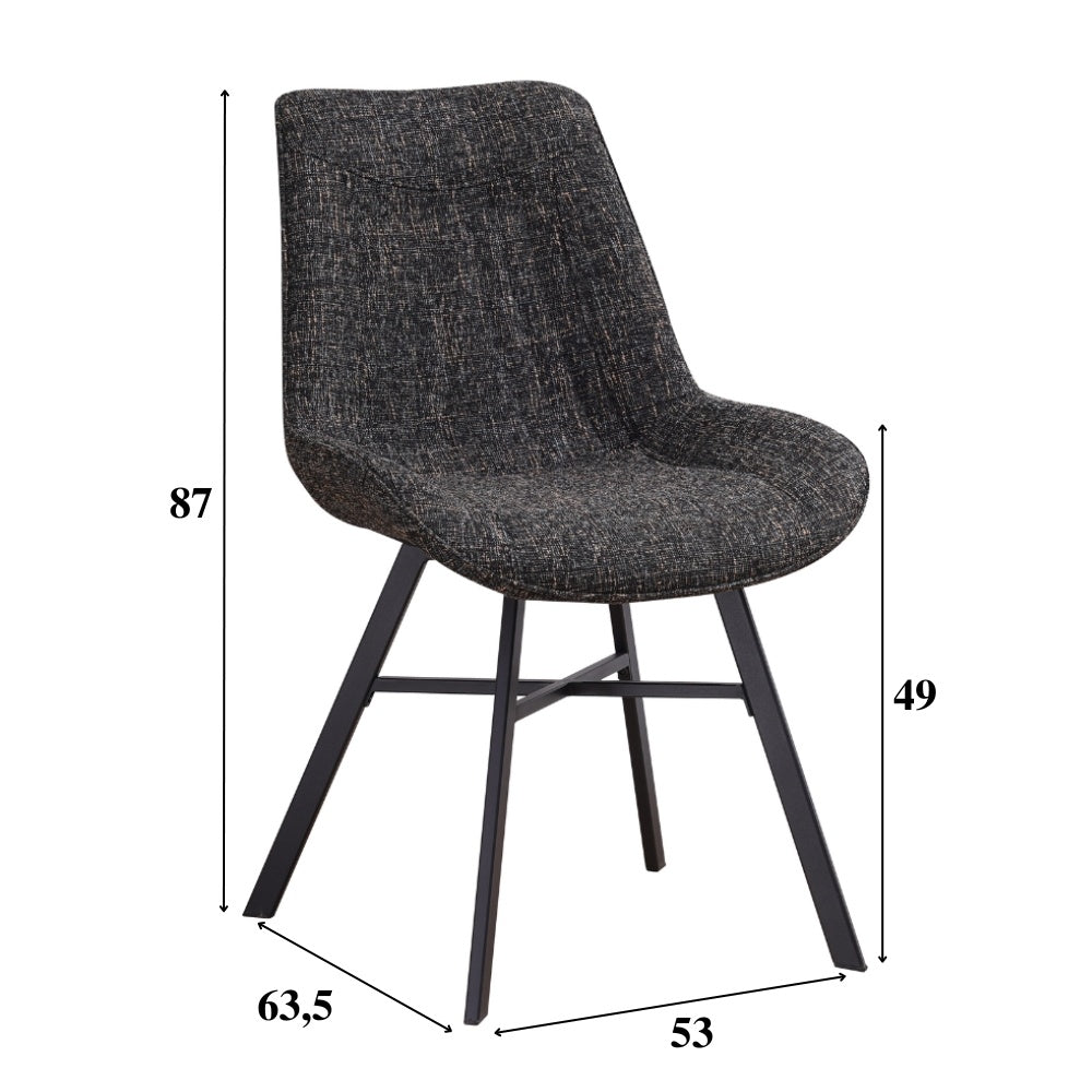 Sedia per sala da pranzo Jada Chenille Dimehouse Nero LxPxH 79x57x53 Tessuto Indicazione dimensione foto bianca