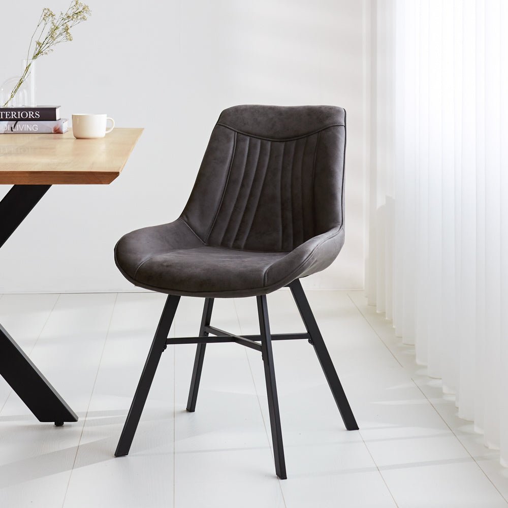 Sedia per sala da pranzo Jada Ecopelle Dimehouse Antracite LxPxH 79x57x53 Ecopelle Atmosferica foto diagonale vista frontale