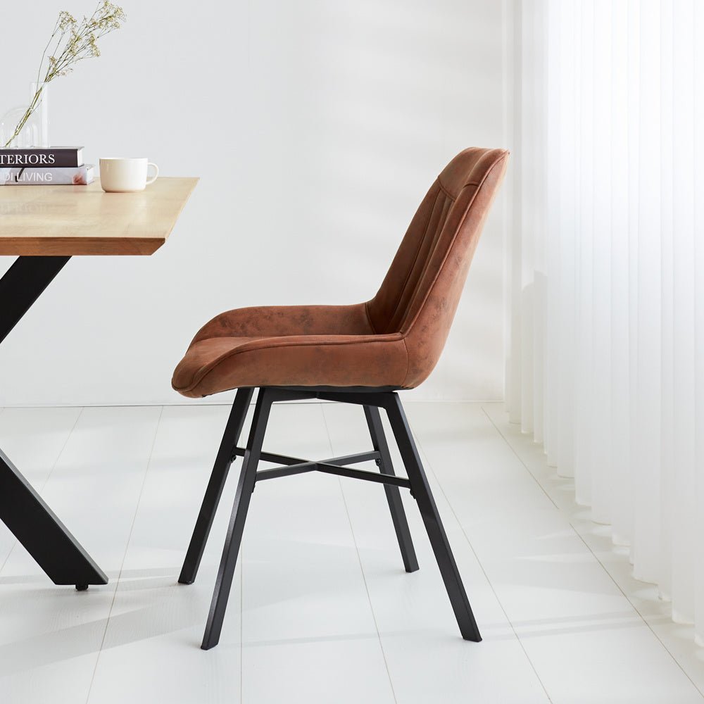 Sedia per sala da pranzo Jada Ecopelle Dimehouse Cognac LxPxH 79x57x53 Ecopelle Foto atmosferica vista laterale