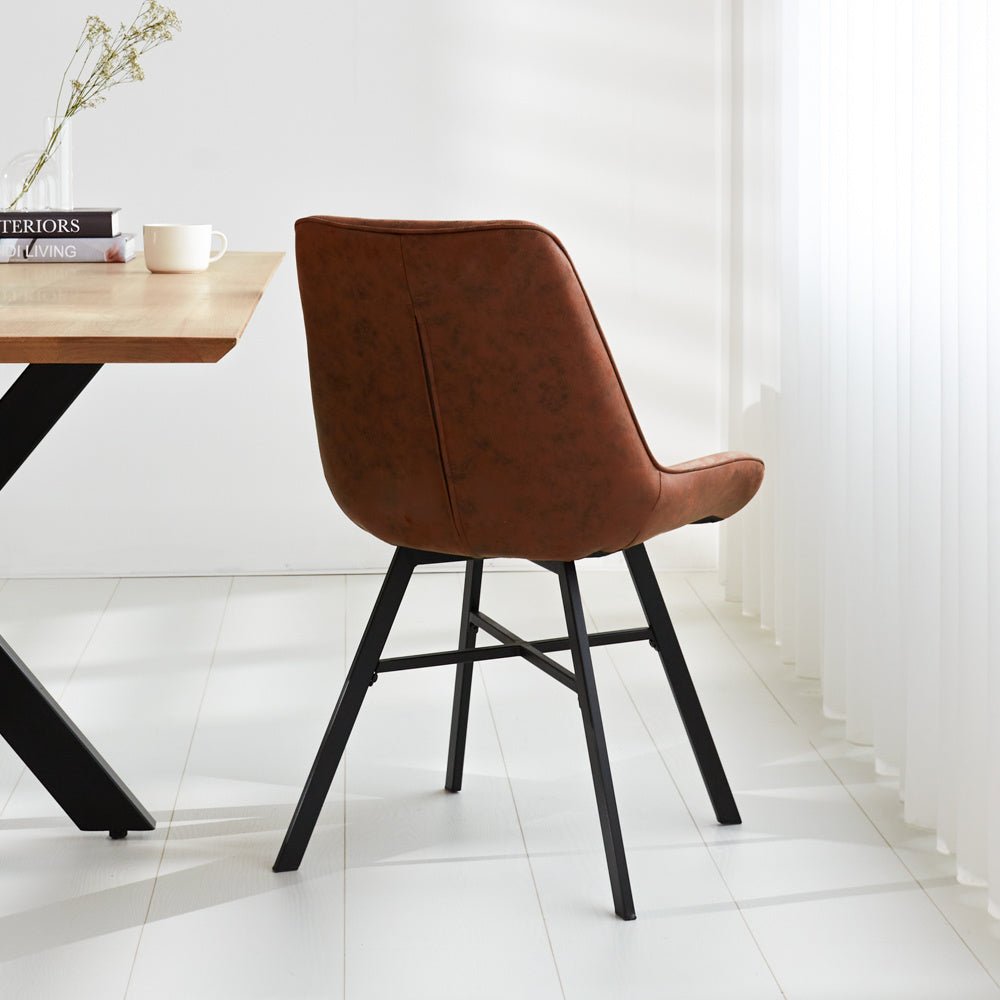 Sedia per sala da pranzo Jada Ecopelle Dimehouse Cognac LxLxH 79x57x53 Ecopelle Foto atmosferica diagonale vista posteriore