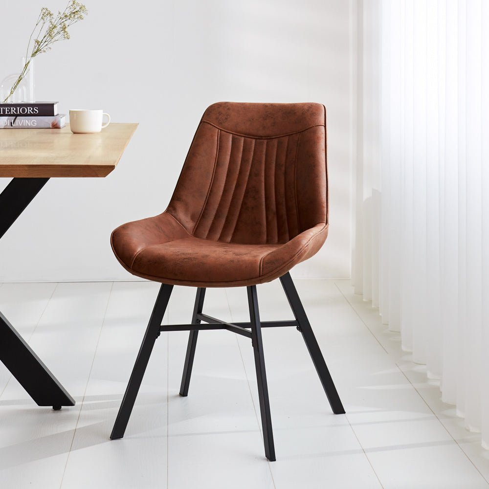 Sedia per sala da pranzo Jada Ecopelle Dimehouse Cognac LxPxH 79x57x53 Ecopelle Atmosferica foto diagonale vista frontale