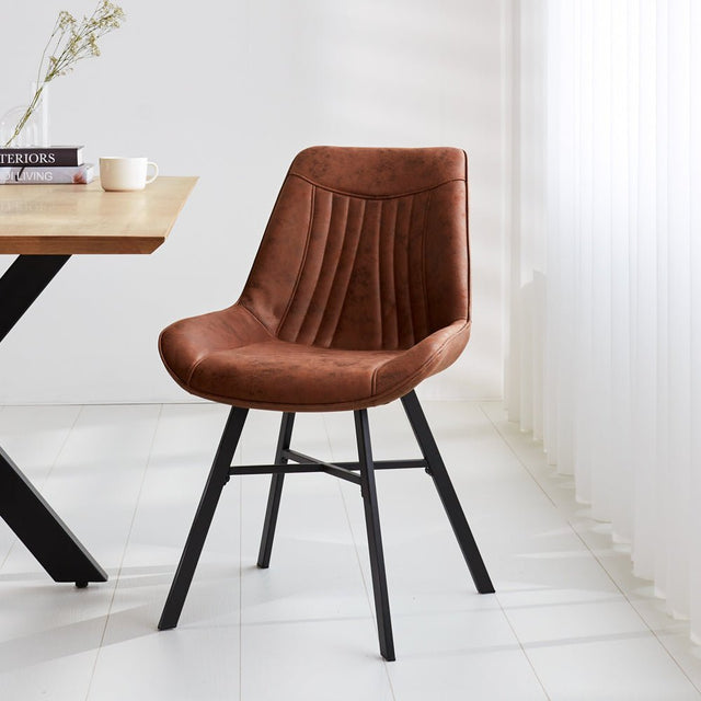 Sedia per sala da pranzo Jada Ecopelle Dimehouse Cognac LxPxH 79x57x53 Ecopelle Atmosferica foto diagonale vista frontale