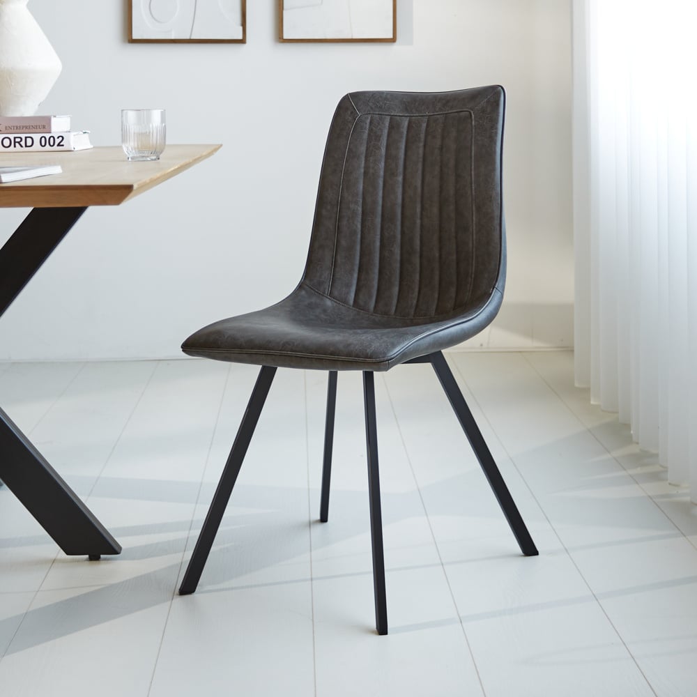 Sedia per sala da pranzo Jimmy Ecopelle Dimehouse Antracite LxPxH 75x57x51 Ecopelle Atmosferica foto diagonale vista frontale