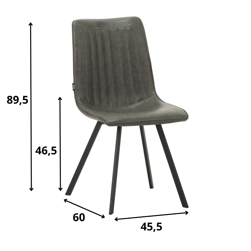 Sedia per sala da pranzo Jimmy Ecopelle Dimehouse Antracite LxPxH 75x57x51 Ecopelle Bianco Indicazione dimensione foto
