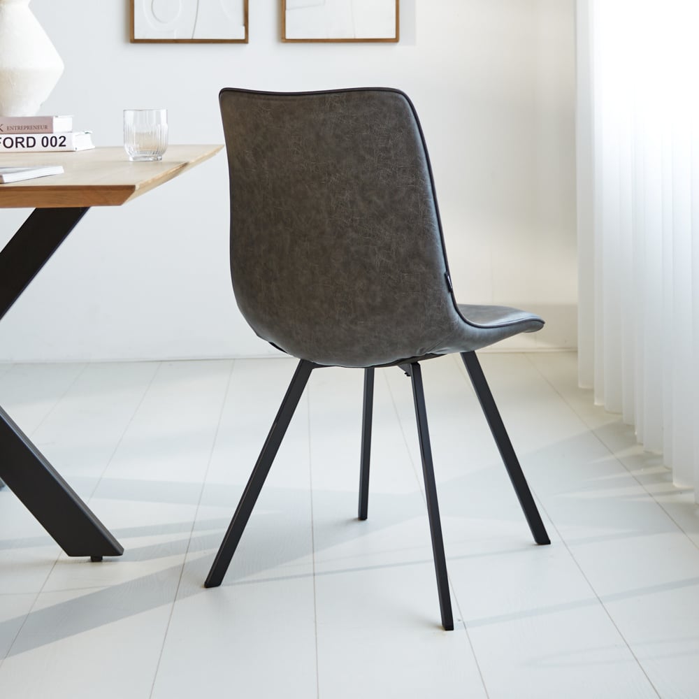 Sedia per sala da pranzo Jimmy Ecopelle Dimehouse Antracite LxPxH 75x57x51 Ecopelle Atmosferica foto diagonale vista posteriore
