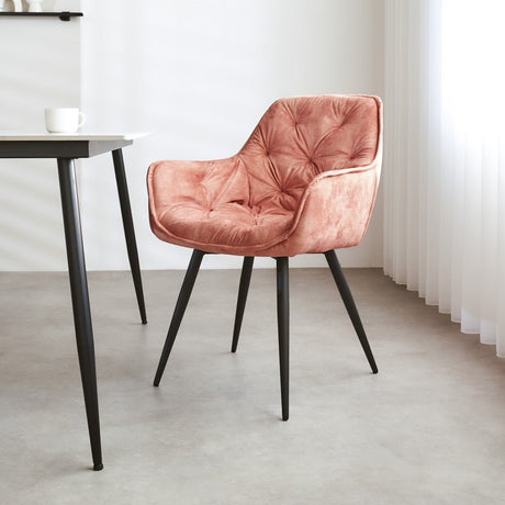 Sedia per sala da pranzo Audrey Dimehouse Rosa LxPxH 71x68x49 Tessuto Foto atmosferica vista diagonale frontale