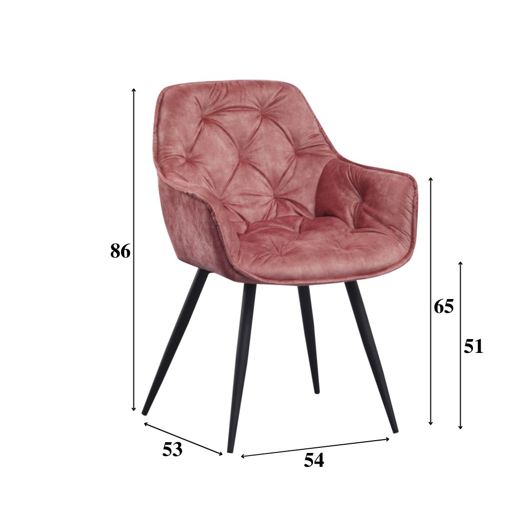 Sedia per sala da pranzo Audrey Dimehouse Tessuto rosa LxPxH 71x68x49 Tessuto bianco Indicazione dimensione foto
