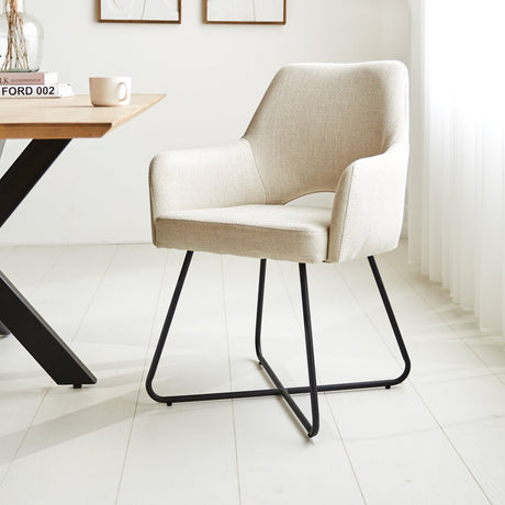 Sedia per sala da pranzo Suzy Dimehouse Bianco LxPxH 64x61x53 Tessuto Foto suggestiva vista diagonale frontale