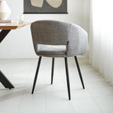 Sedia per sala da pranzo Don Dimehouse Grigio LxPxH 60x56x56 Tessuto Foto atmosferica diagonale vista posteriore