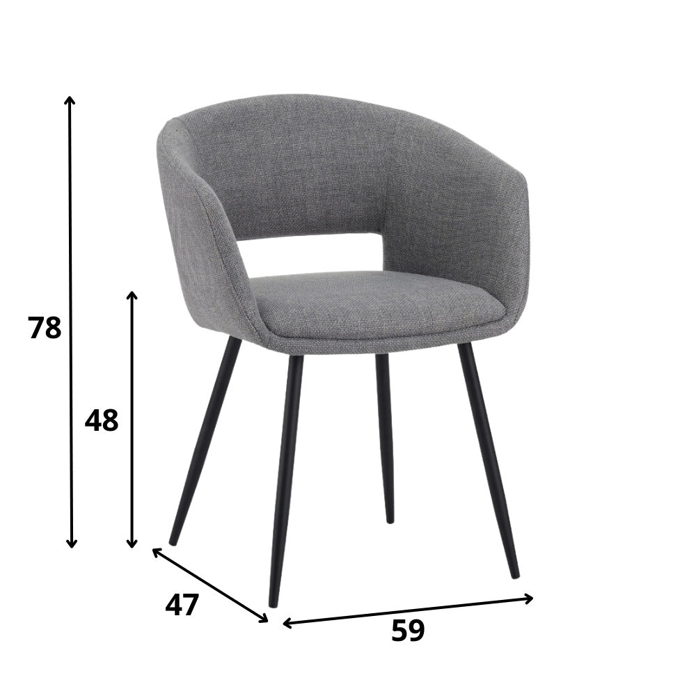 Sedia per sala da pranzo Don Dimehouse Tessuto Grigio LxPxH 60x56x56 Tessuto Bianco Indicazione dimensione foto