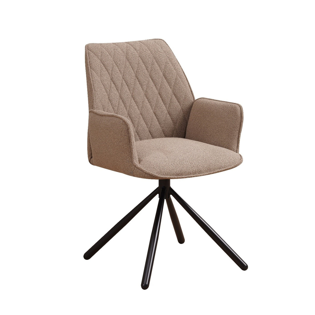 Sedia per sala da pranzo Novan bouclé Dimehouse Tortora LxPxH 67x59x57 Tessuto Bianco foto diagonale vista frontale