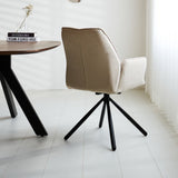 Sedia per sala da pranzo Novan bouclé Dimehouse Beige LxPxA 67x59x57 Tessuto Foto suggestiva vista diagonale dal retro