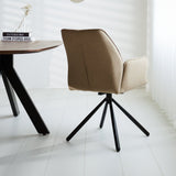 Sedia per sala da pranzo Novan bouclé Dimehouse Taupe LxWxH 67x59x57 Tessuto Foto atmosferica diagonale vista posteriore