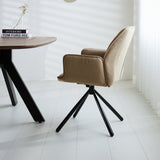 Sedia per sala da pranzo Novan bouclé Dimehouse Taupe LxWxH 67x59x57 Tessuto Foto atmosferica vista laterale