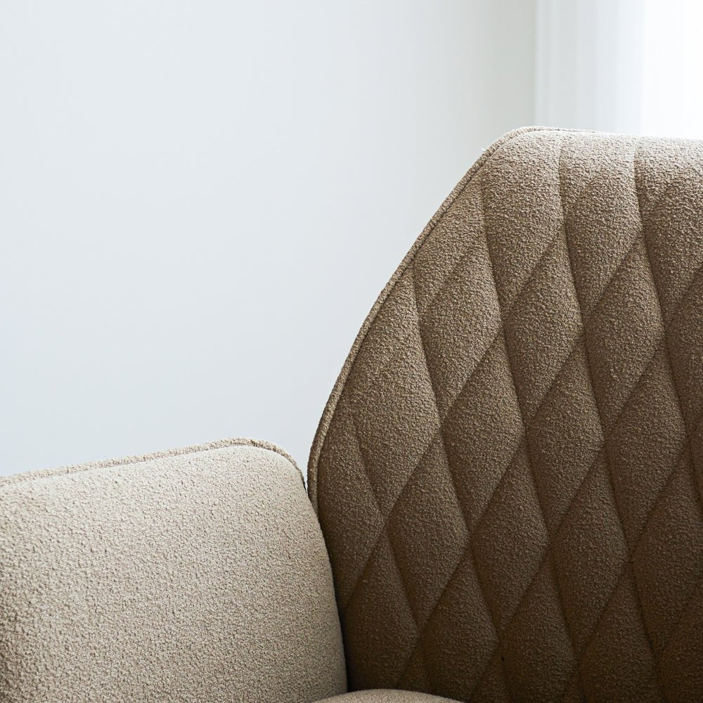 Sedia per sala da pranzo Novan bouclé Dimehouse Tortora LxPxH 67x59x57 Tessuto Foto di dettaglio atmosferico