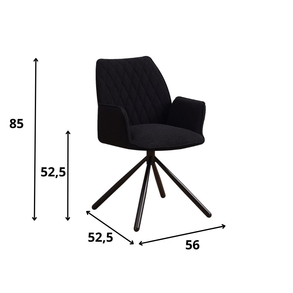 Sedia per sala da pranzo Novan bouclé Dimehouse Nero LxPxH 67x59x57 Tessuto Indicazione dimensione foto bianca