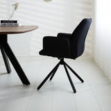 Sedia per sala da pranzo Novan bouclé Dimehouse Nero LxPxH 67x59x57 Tessuto Foto atmosferica vista laterale
