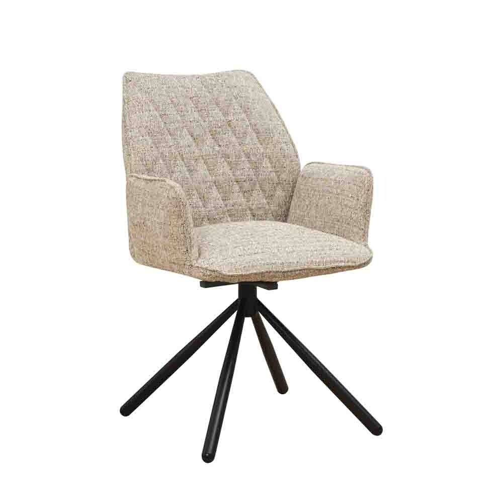 Sedia per sala da pranzo Novan in ciniglia Dimehouse Beige LxPxA 71x64x56 Tessuto Bianco foto diagonale vista frontale