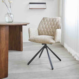 Sedia per sala da pranzo Novan in ciniglia Dimehouse Beige LxWxH 71x64x56 Tessuto Foto atmosferica vista frontale diagonale