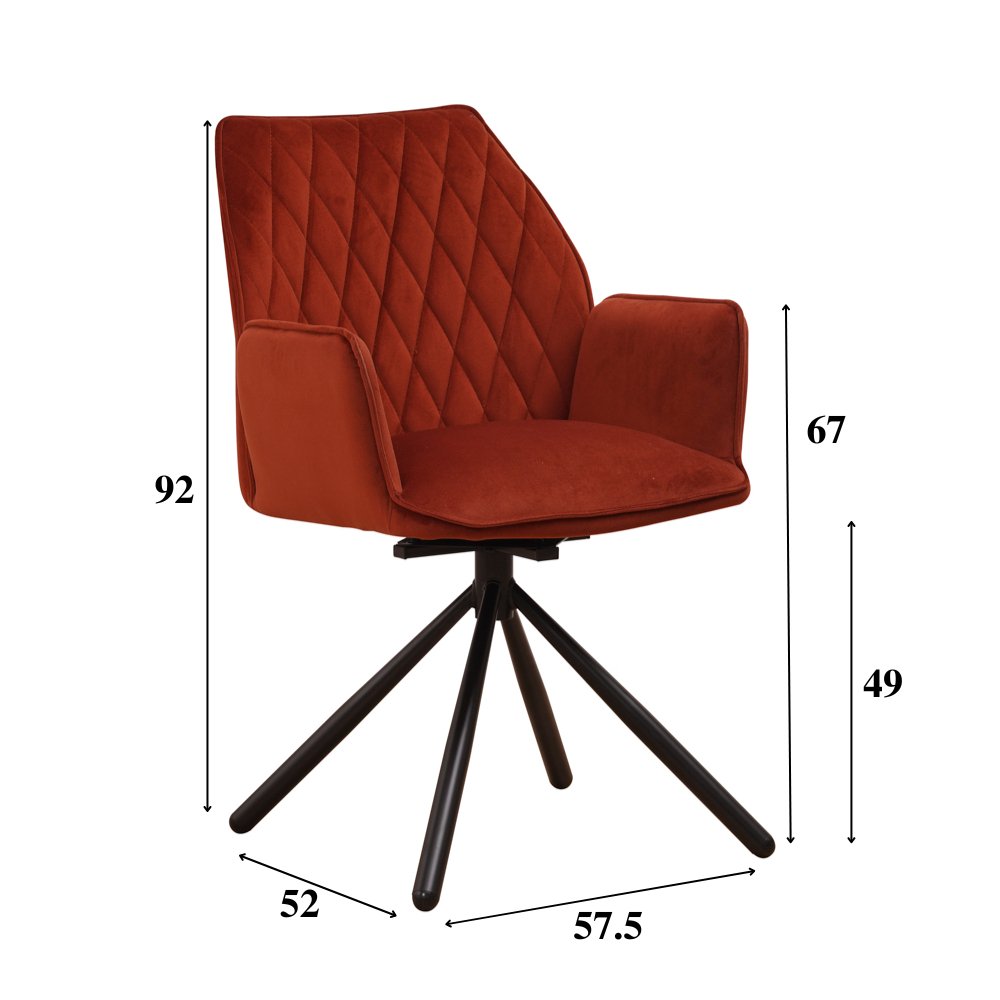 Sedia per sala da pranzo Novan velluto Dimehouse Rame LxPxH 71x64x56 Tessuto Indicazione dimensione foto bianca