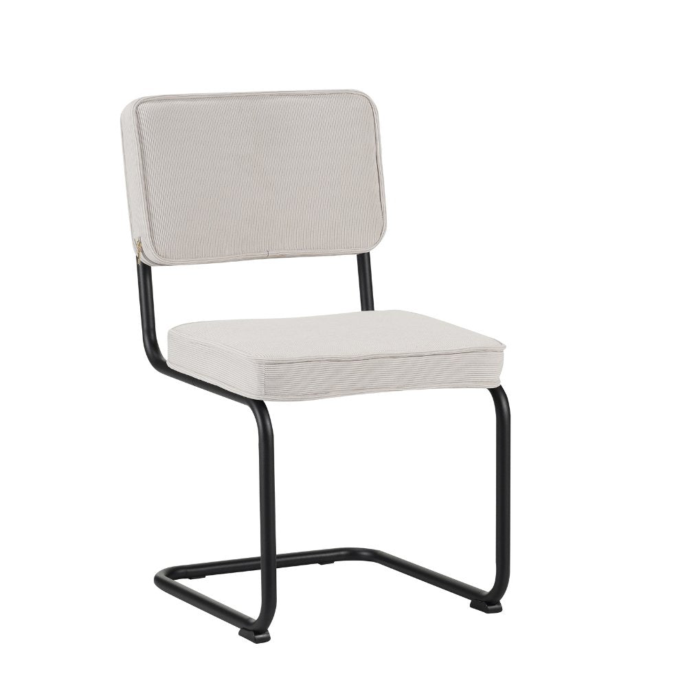 Sedia per sala da pranzo Remo in tessuto cannettato Dimehouse Beige LxWxH 56x55x52 Tessuto a coste Foto bianca vista frontale diagonale
