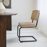 Sedia per sala da pranzo Remo in tessuto cannettato Dimehouse Marrone LxPxH 56x55x51 Tessuto a coste Foto atmosferica vista laterale