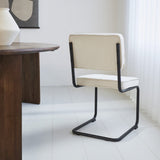 Sedia per sala da pranzo Remo in tessuto cannettato Dimehouse Beige LxWxH 56x55x52 Tessuto a coste Foto suggestiva vista diagonale dal retro