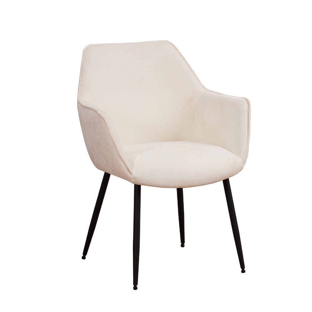 Sedia per sala da pranzo Sev Dimehouse Bianco LxPxH 68x62x61 Tessuto Foto bianca vista frontale diagonale