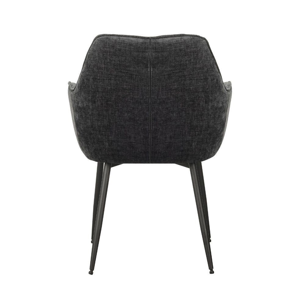 Sedia per sala da pranzo Sev Dimehouse Nero LxPxH 68x62x61 Tessuto Bianco foto diagonale vista posteriore