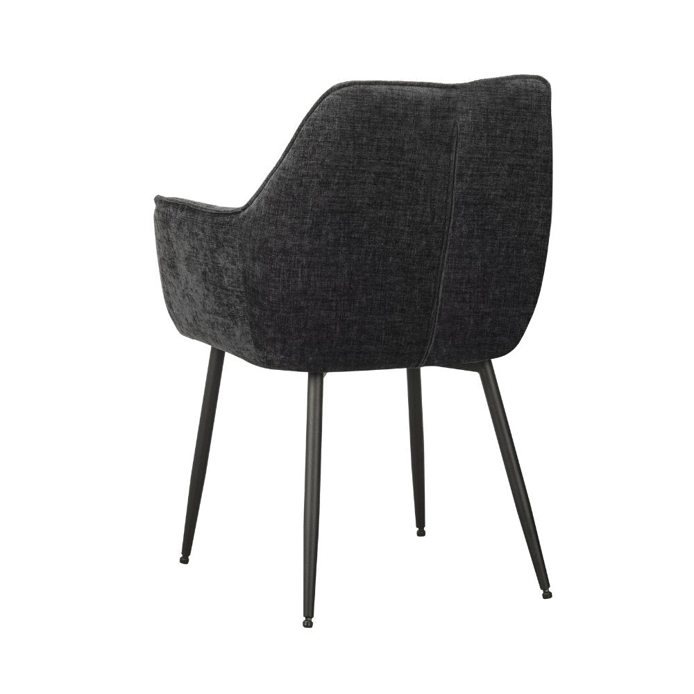 Sedia per sala da pranzo Sev Dimehouse Nero LxPxH 68x62x61 Tessuto Bianco foto diagonale vista posteriore