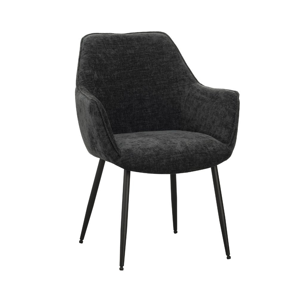 Sedia per sala da pranzo Sev Dimehouse Nero LxPxA 68x62x61 Tessuto Bianco foto diagonale vista frontale