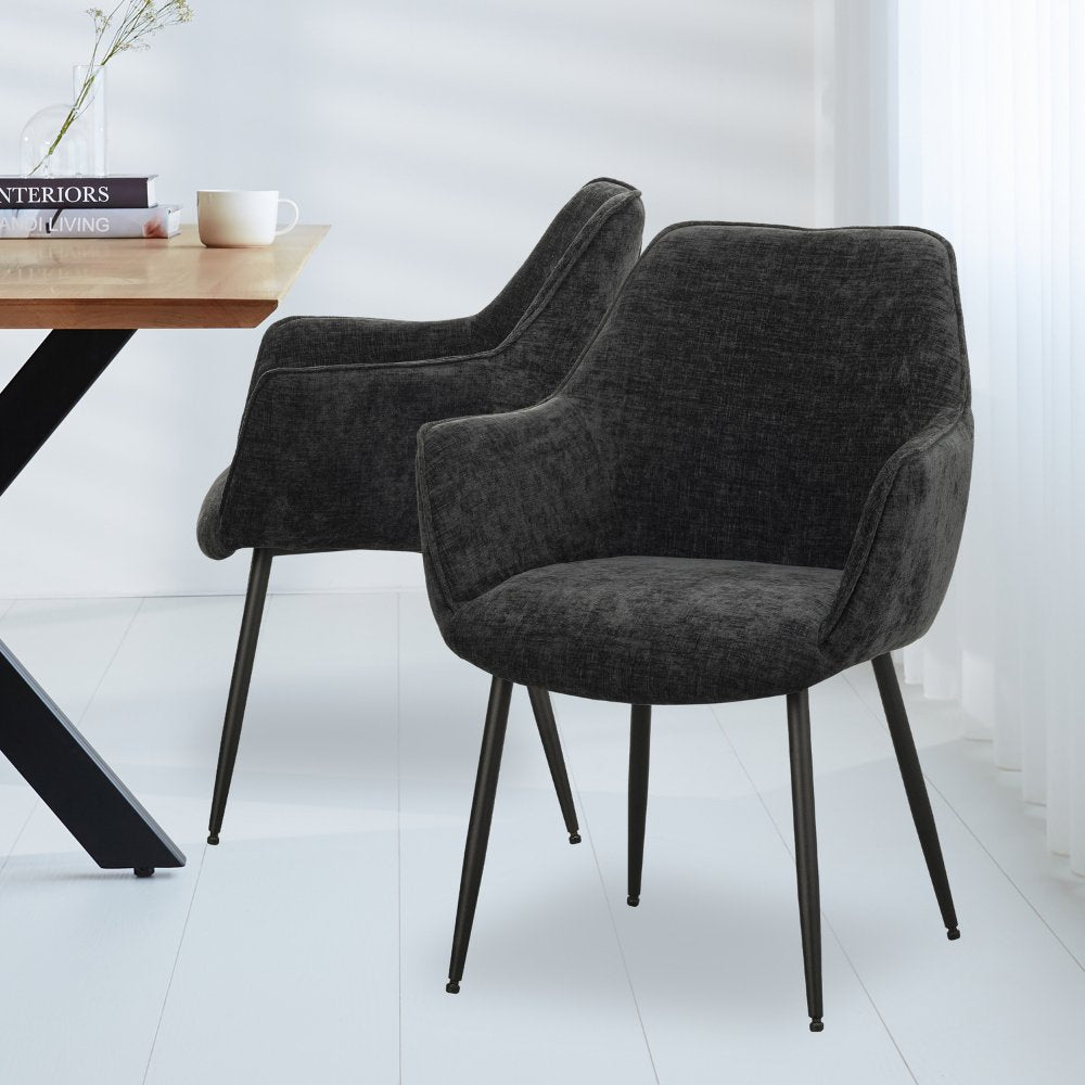 Sedia per sala da pranzo Sev Dimehouse Nero LxPxA 68x62x61 Tessuto Foto atmosferica vista frontale diagonale