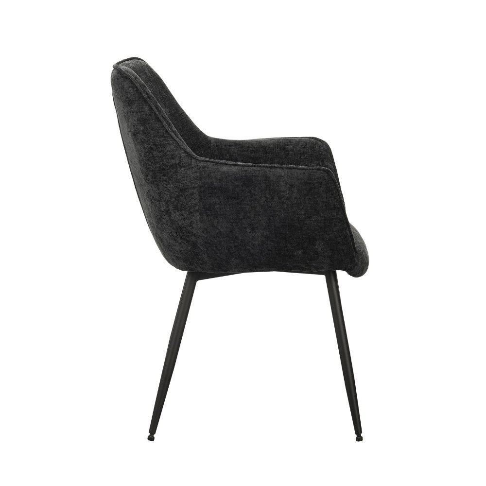 Sedia per sala da pranzo Sev Dimehouse Nero LxPxH 68x62x61 Tessuto Bianco vista laterale della foto