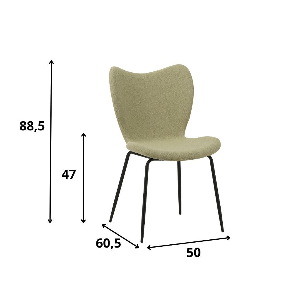 Sedia per sala da pranzo Sia Dimehouse Tessuto Verde LxPxH 72x55x51 Indicazione dimensione foto bianca
