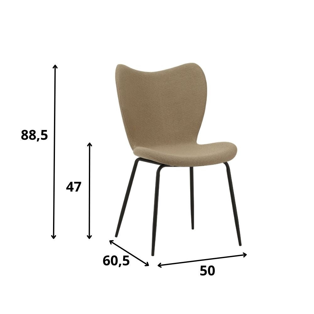 Sedia per sala da pranzo Sia Dimehouse Tortora LxPxH 72x55x51 Tessuto Bianco Indicazione dimensione foto
