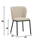 Sedia per sala da pranzo Tess Dimehouse Tessuto Beige LxPxH 65x62x56 Indicazione dimensione foto bianca