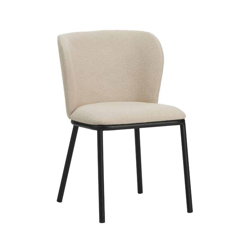Sedia per sala da pranzo Tess Dimehouse Beige LxPxH 65x62x56 Tessuto Foto bianca vista frontale diagonale