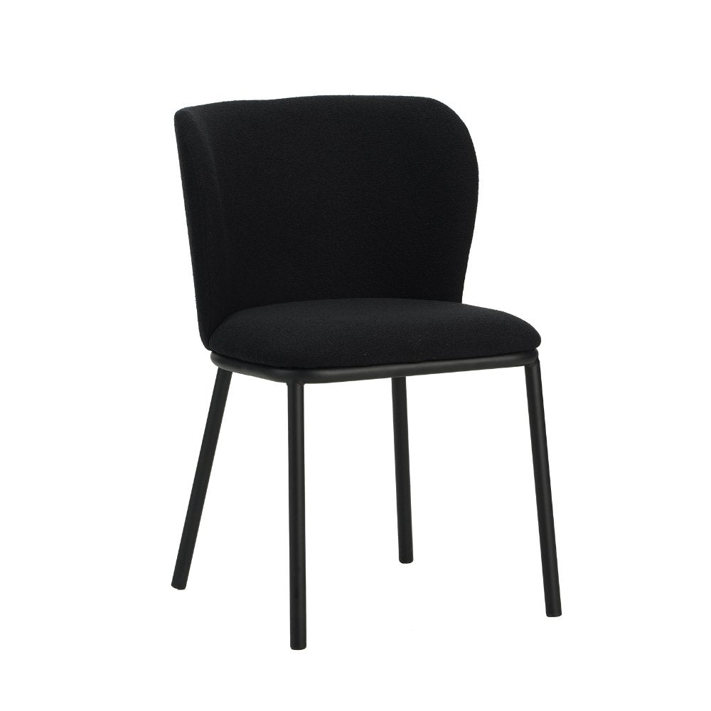 Sedia per sala da pranzo Tess Dimehouse Nero LxPxH 65x62x56 Tessuto Bianco foto diagonale vista frontale