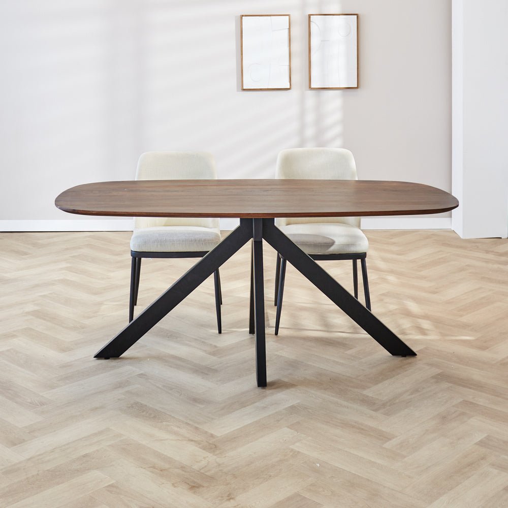 Tavolo da pranzo Parigi Dimehouse Marrone LxPxH 185x105x8 Legno di acacia Foto atmosferica vista frontale