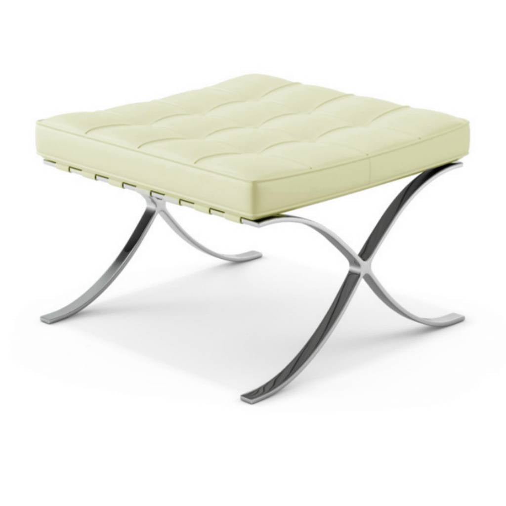 Poggiapiedi Expo Premium Dimehouse Crema LxPxA 63x62x36 Pelle Bianca vista frontale diagonale