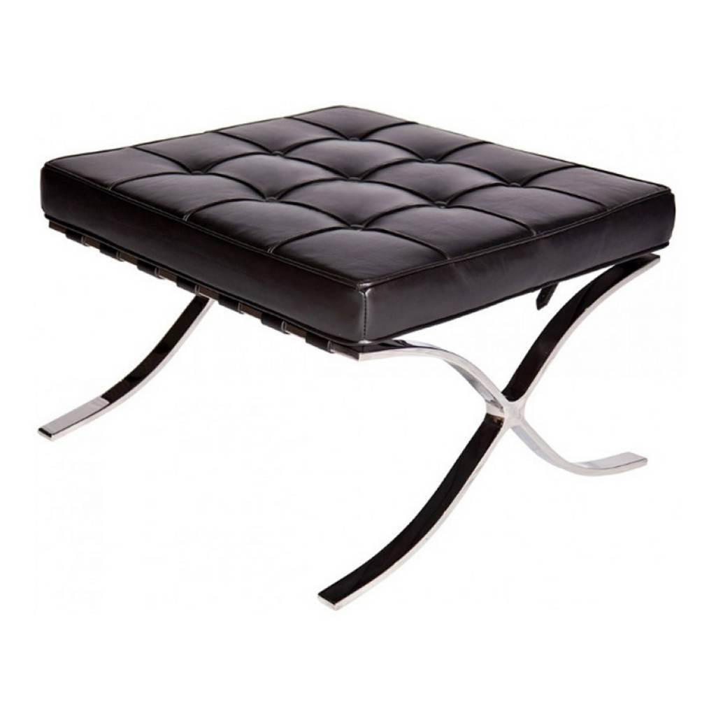 Poggiapiedi Expo Premium Dimehouse Nero LxPxH 63x62x36 Pelle Bianca vista frontale diagonale