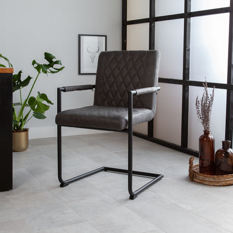 Sedia per sala da pranzo Dean Dimehouse Antracite LxPxH 70x58x57 Tessuto Atmosferica foto diagonale vista frontale