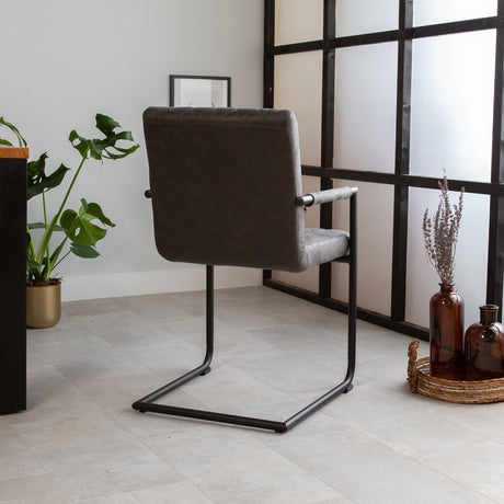 Sedia per sala da pranzo Dean Dimehouse Antracite LxPxH 70x58x57 Tessuto Foto atmosferica diagonale vista posteriore