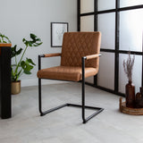 Sedia per sala da pranzo Dean Dimehouse Cognac LxPxH 70x58x57 Tessuto Foto atmosferica diagonale vista frontale