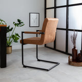Sedia per sala da pranzo Dean Dimehouse Cognac LxPxH 70x58x57 Tessuto Foto atmosferica vista laterale