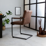 Sedia per sala da pranzo Dean Dimehouse Marrone LxPxH 70x58x57 Tessuto Foto atmosferica diagonale vista posteriore