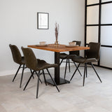 Tavolo da pranzo Tavolo da bistrot Rettangolare Dimehouse Marrone LxPxH 126x76x7 Legno di mango Foto atmosferica vista frontale diagonale
